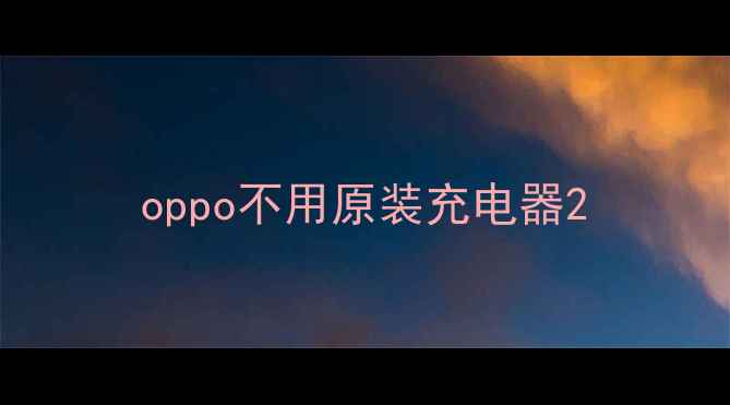 oppo不用原装充电器