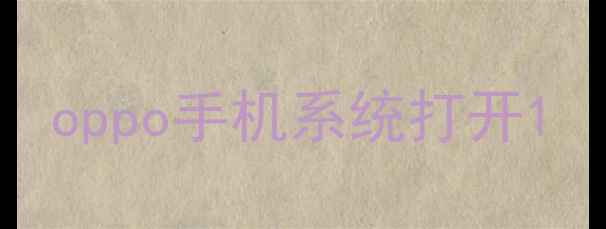 oppo手机系统打开