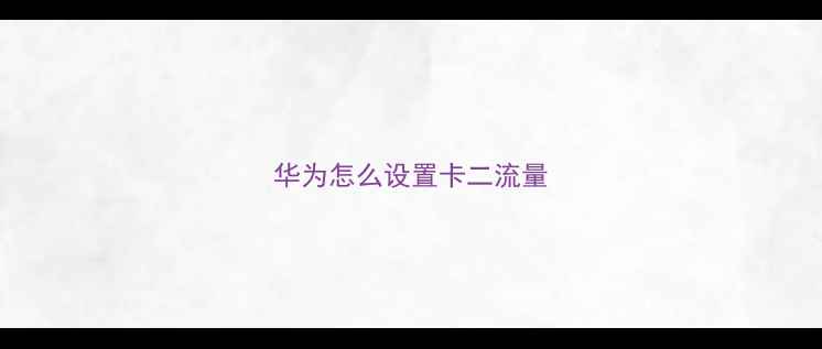 华为怎么设置卡二流量