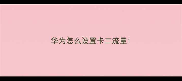 图片 华为怎么设置卡二流量1