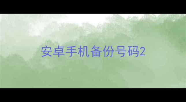 图片 安卓手机备份号码2