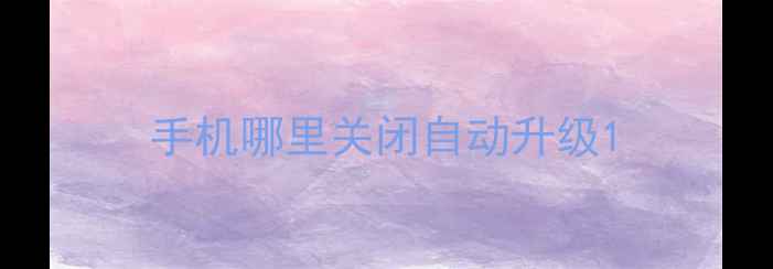 手机哪里关闭自动升级
