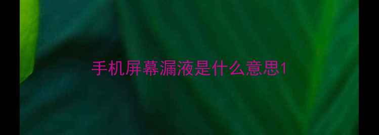 图片 手机屏幕漏液是什么意思1