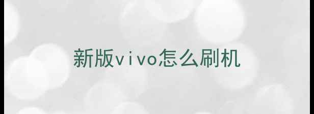 新版vivo怎么刷机