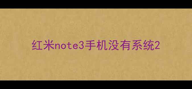 红米note3手机没有系统