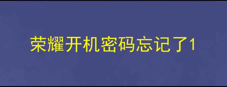 图片 荣耀开机密码忘记了1